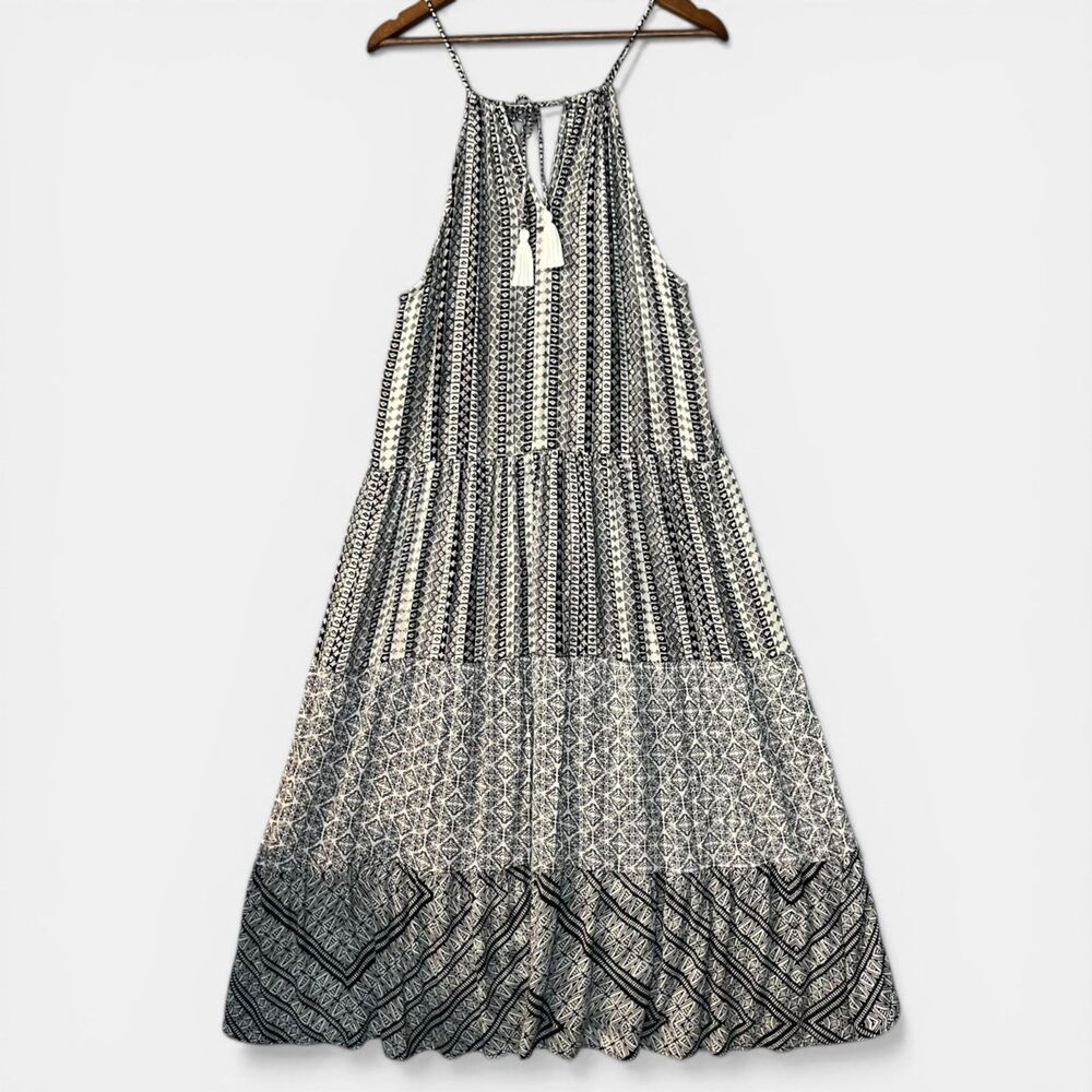 Oneill Long Adjustable Straple Boho Beach Black Summer Dress Womens Size Large